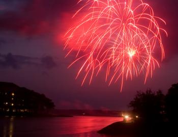 fireworks over water
