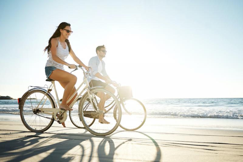 Biking on the beach